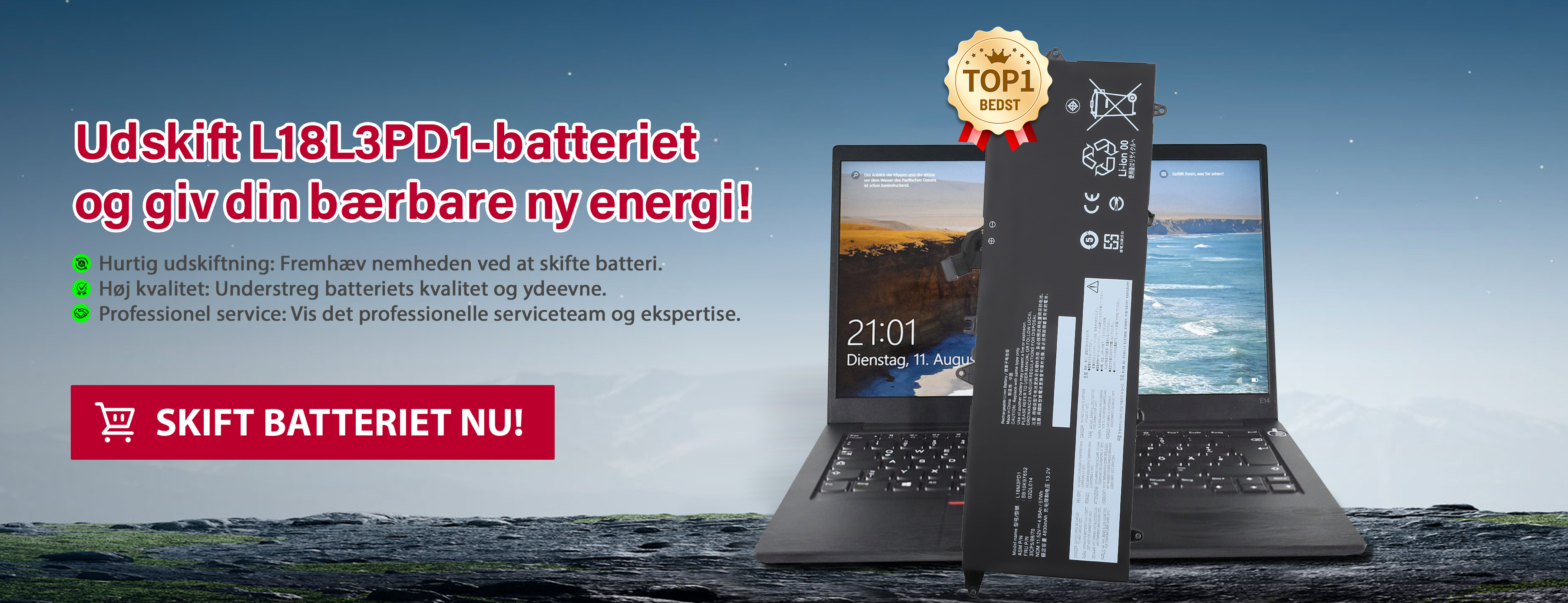 Batteri til Lenovo L18L3PD1