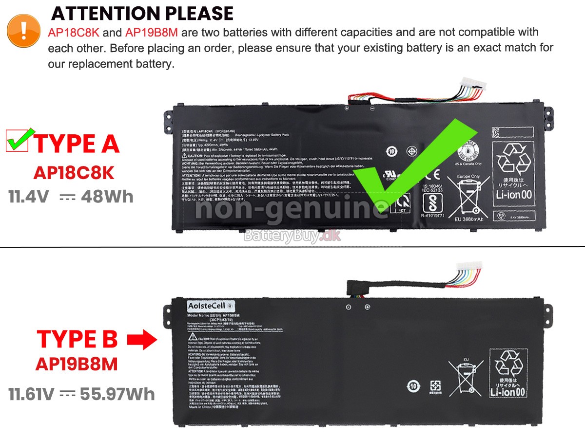 Acer Aspire 3 A315-44P-R9HM udskiftningsbatteri