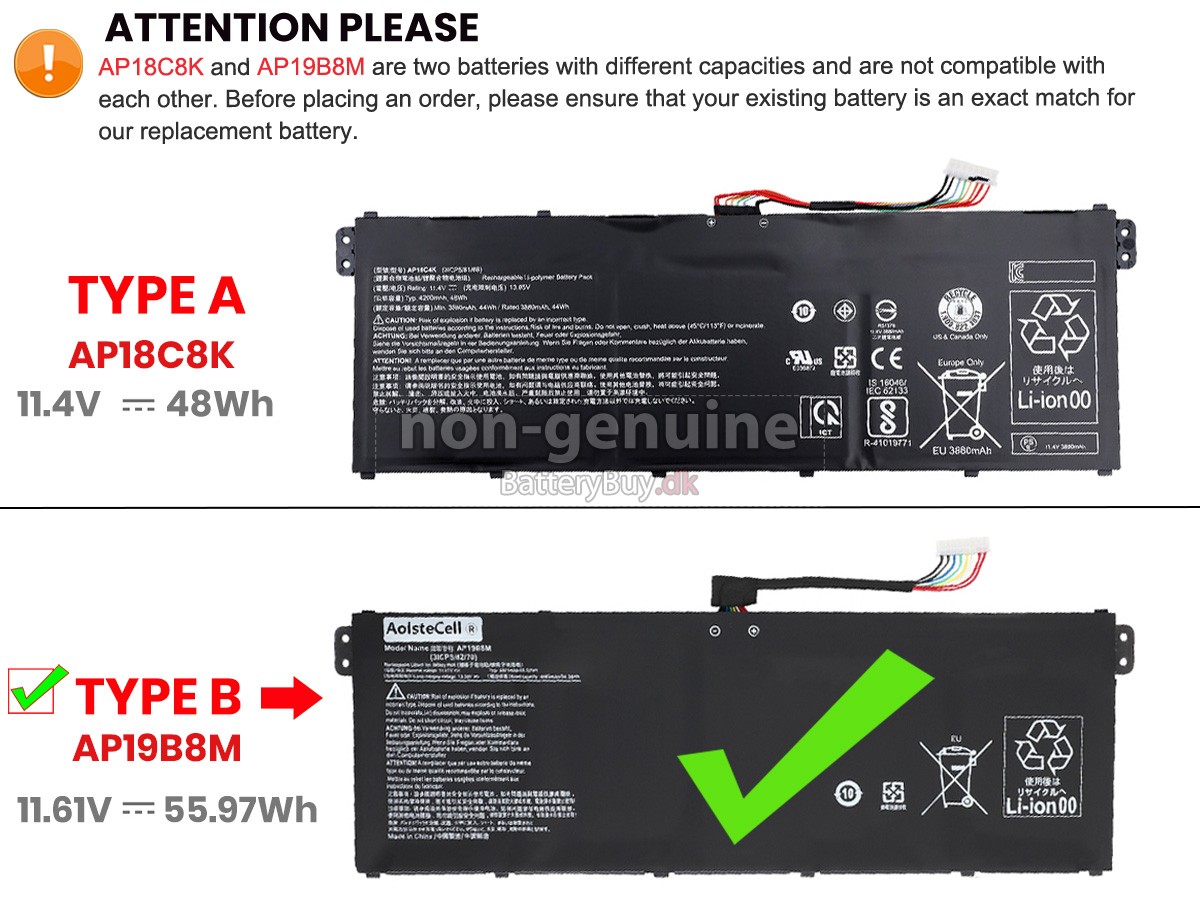 Acer Aspire 3 A315-44P-R9HM udskiftningsbatteri