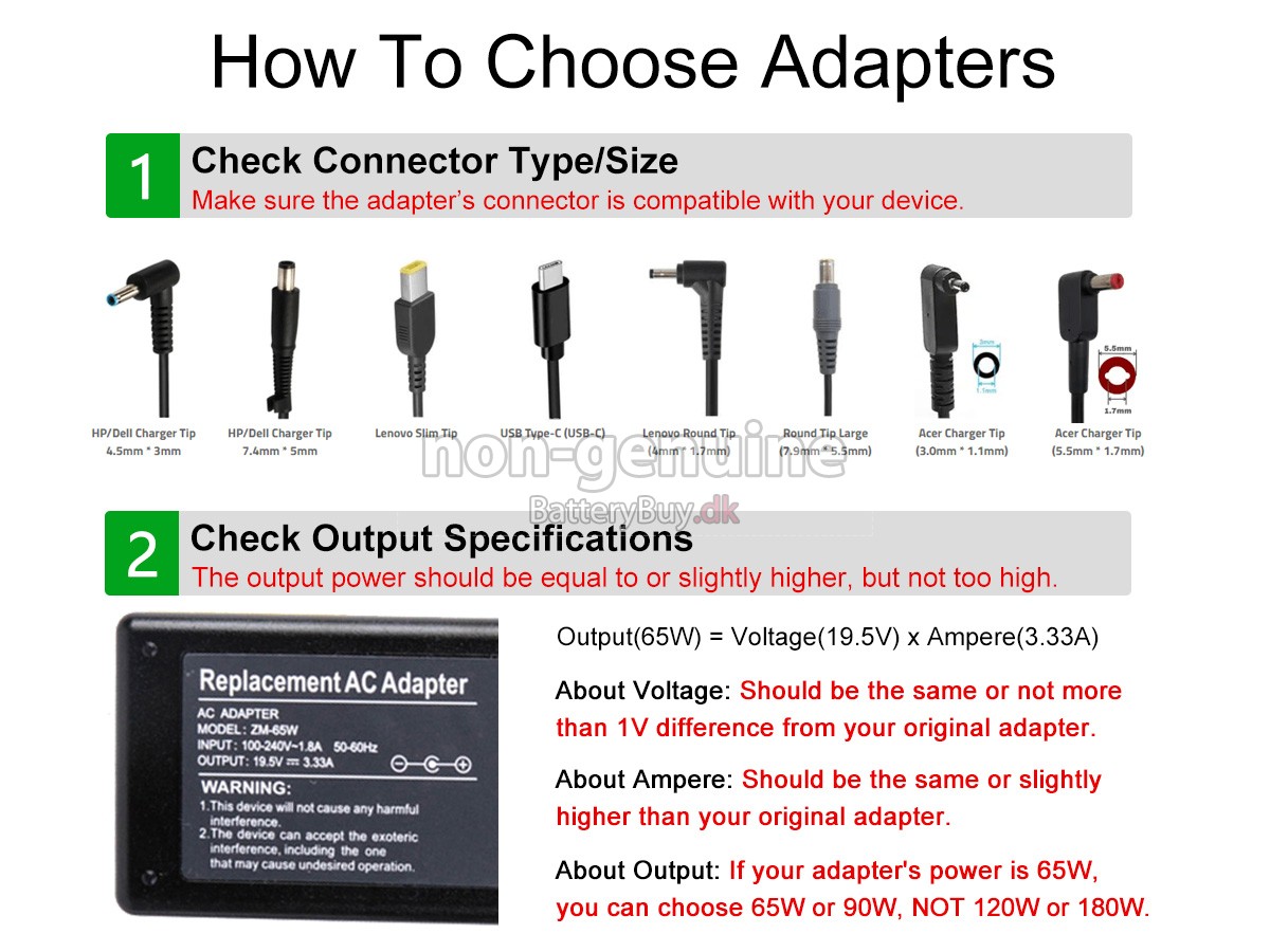 Adapter til Asus 19V 3.42A 65W 100-240V~1.6A 50/60HZ
