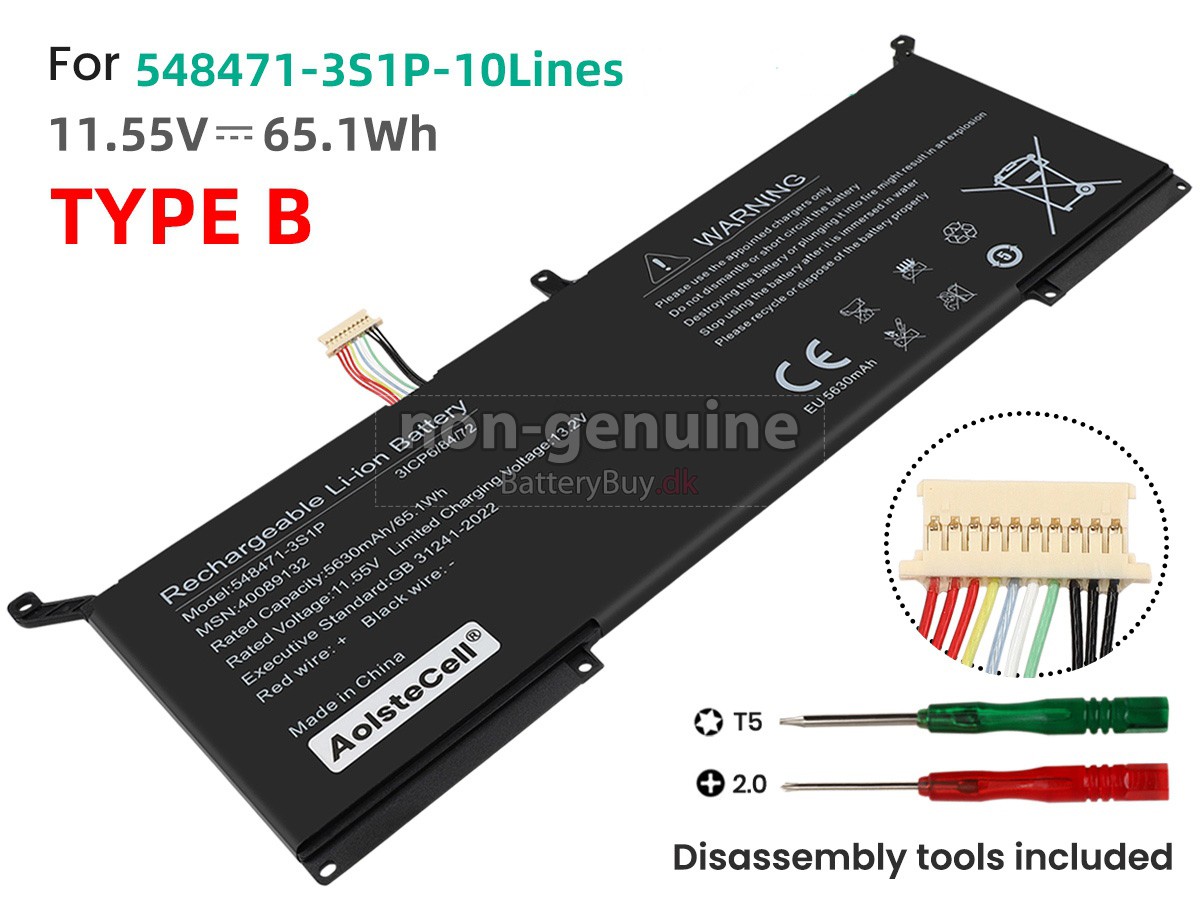 AolsteCell 548471-3S1P udskiftningsbatteri
