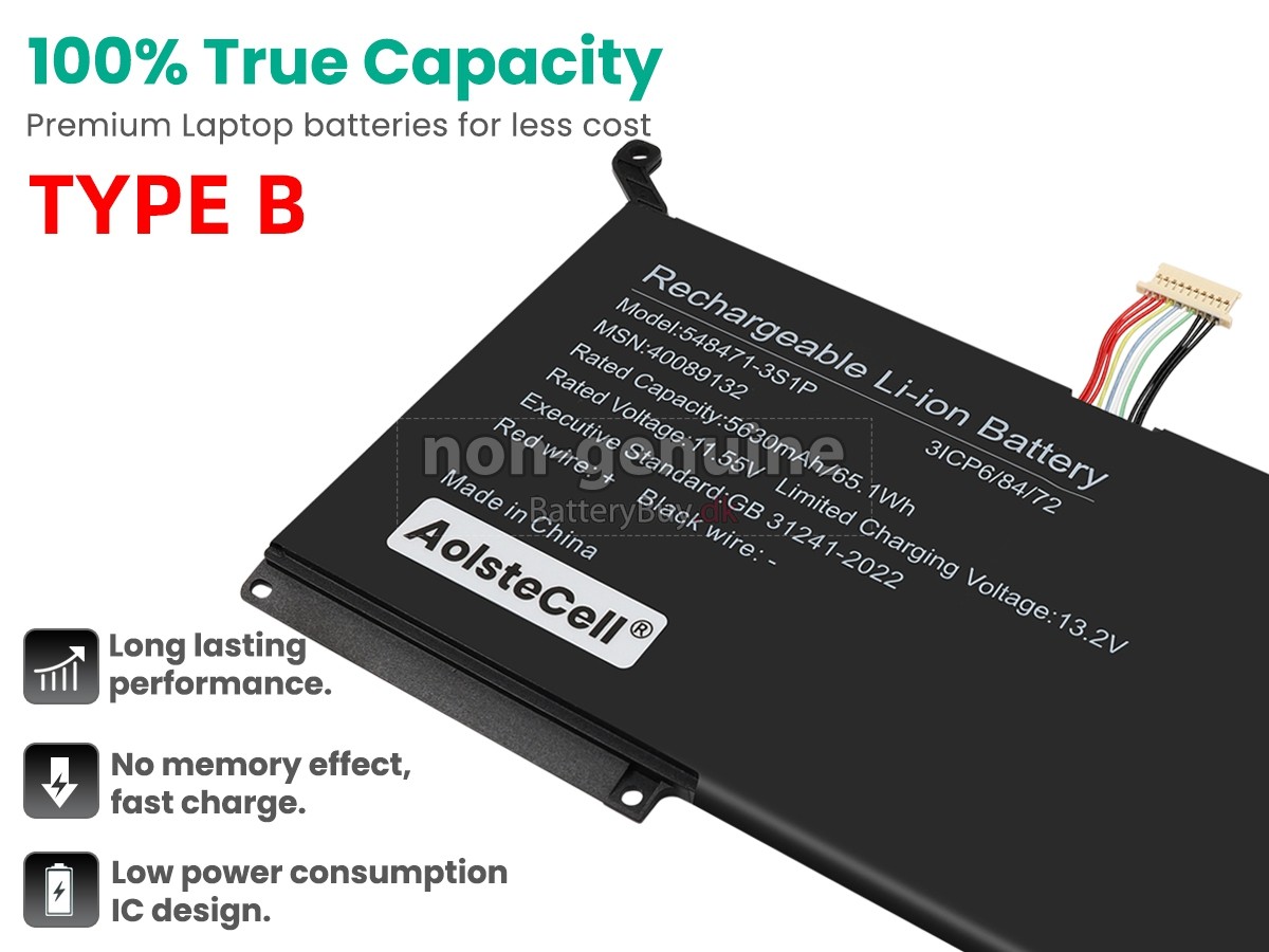 AolsteCell 548471-3S1P udskiftningsbatteri