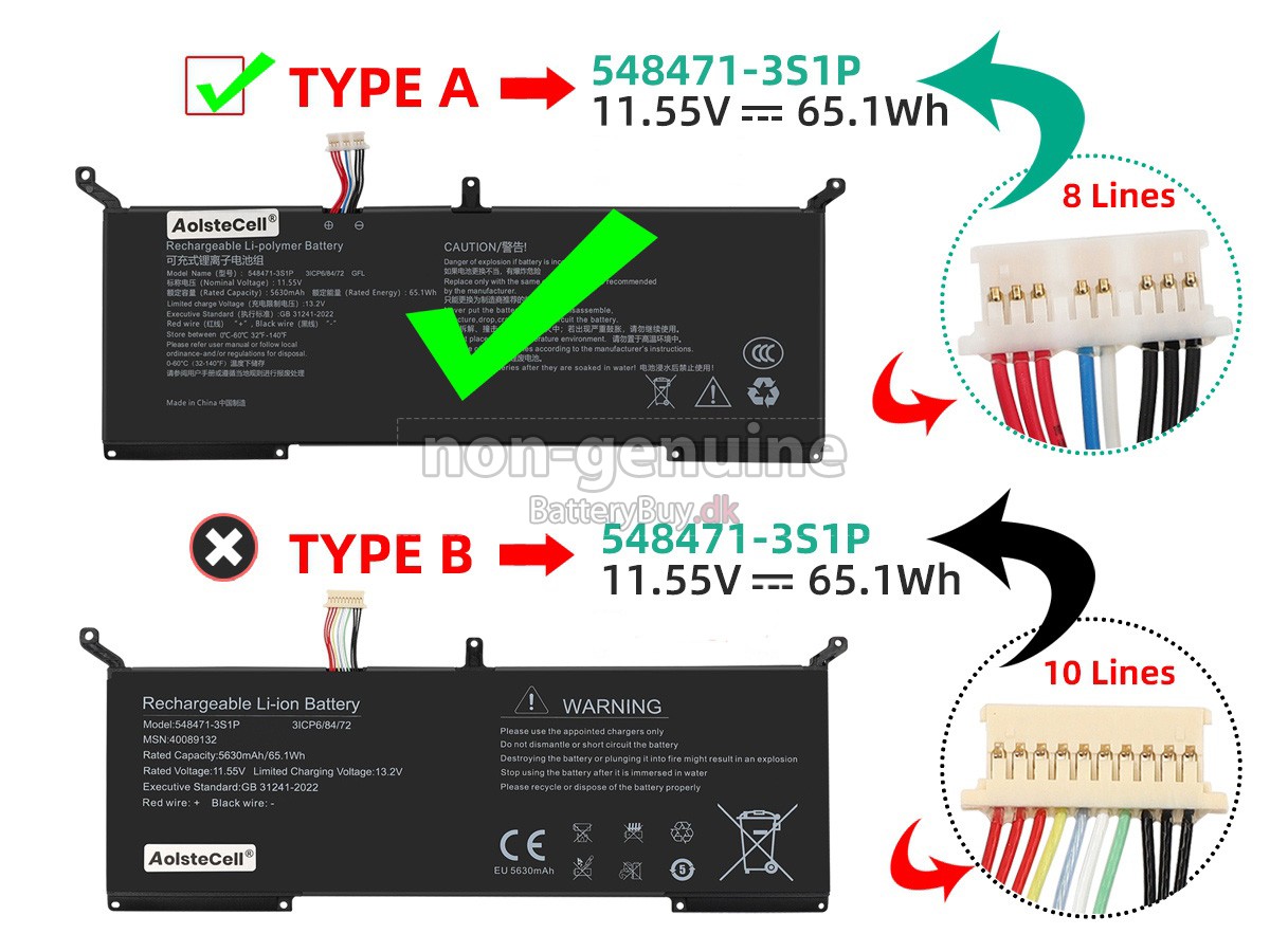 AolsteCell 548471-3S1P udskiftningsbatteri
