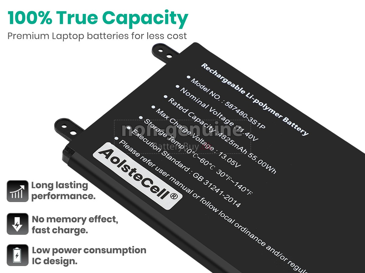 AolsteCell 587480-3S1P udskiftningsbatteri