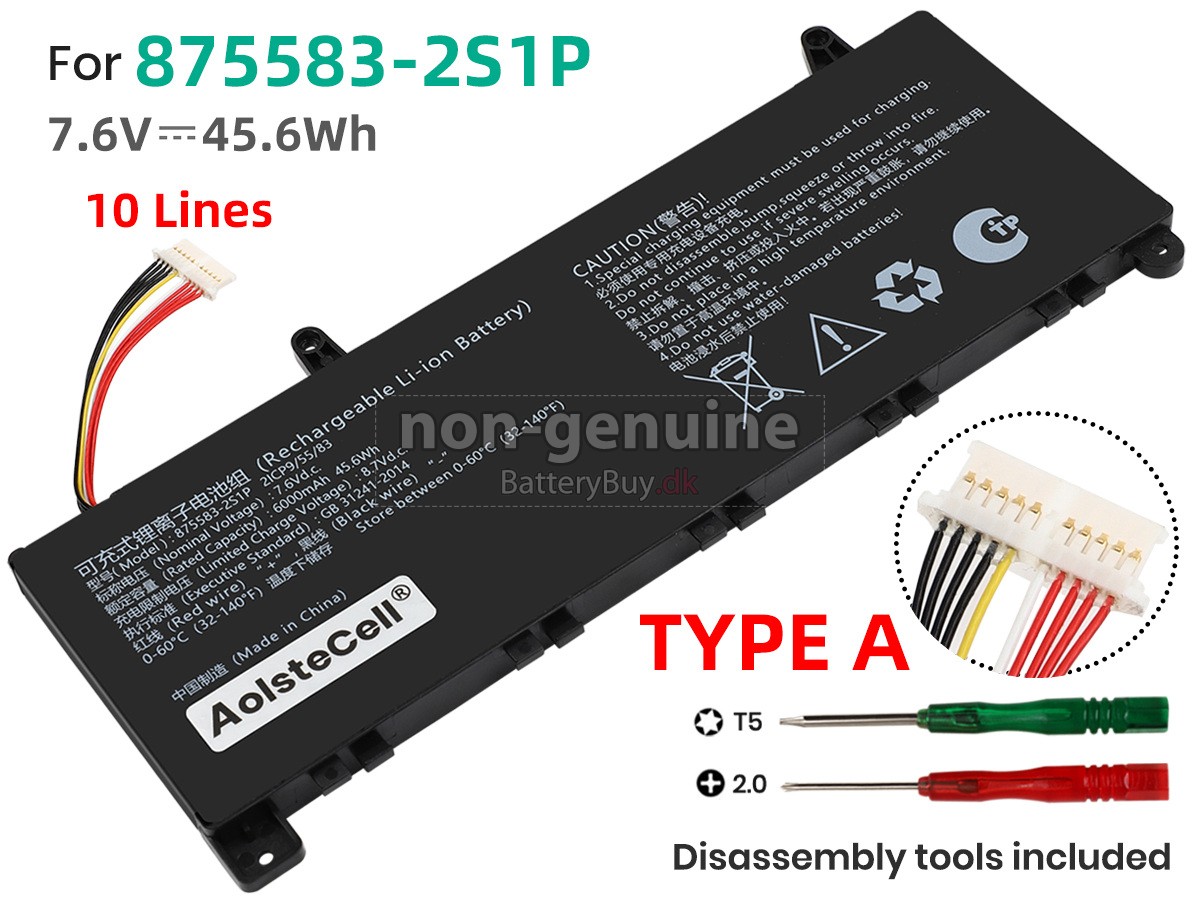 AolsteCell 875583-2S1P udskiftningsbatteri