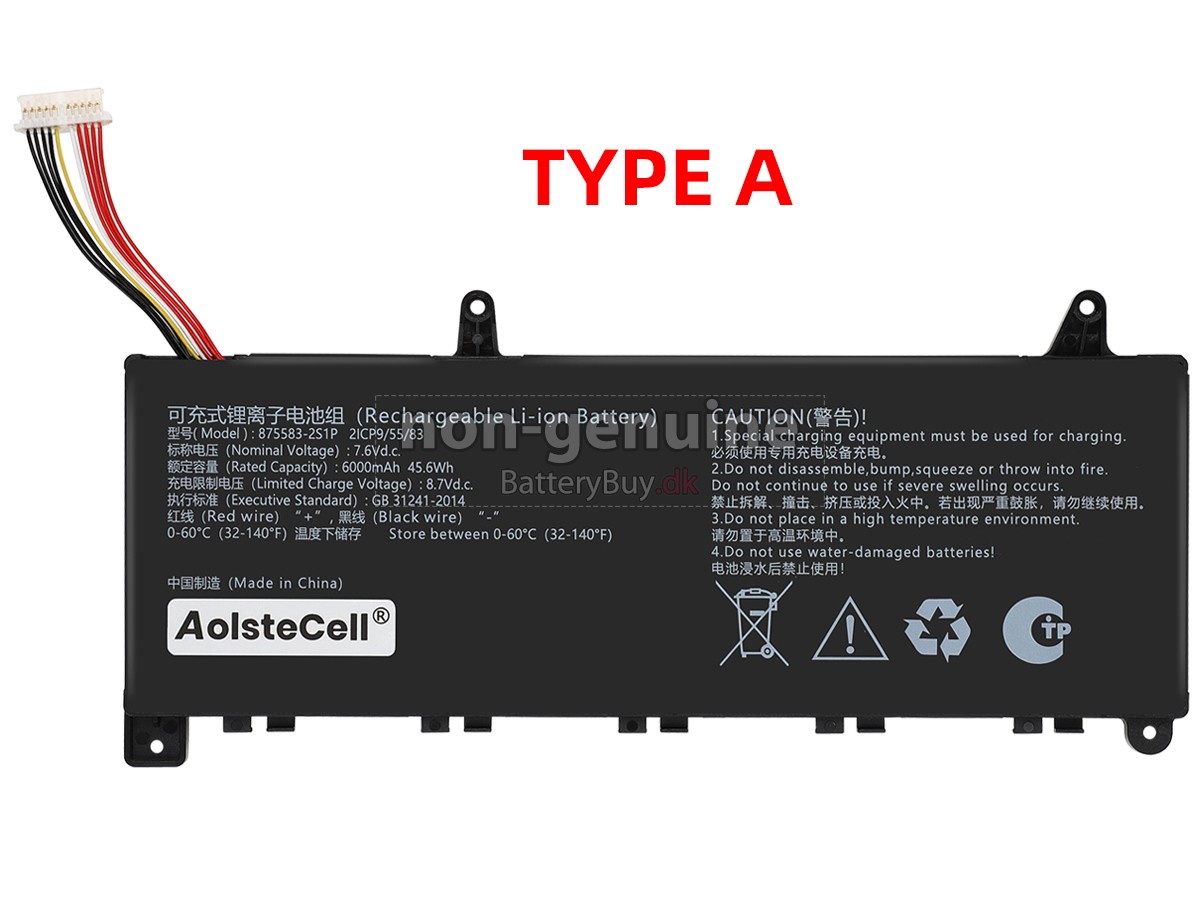 AolsteCell 875583-2S1P udskiftningsbatteri