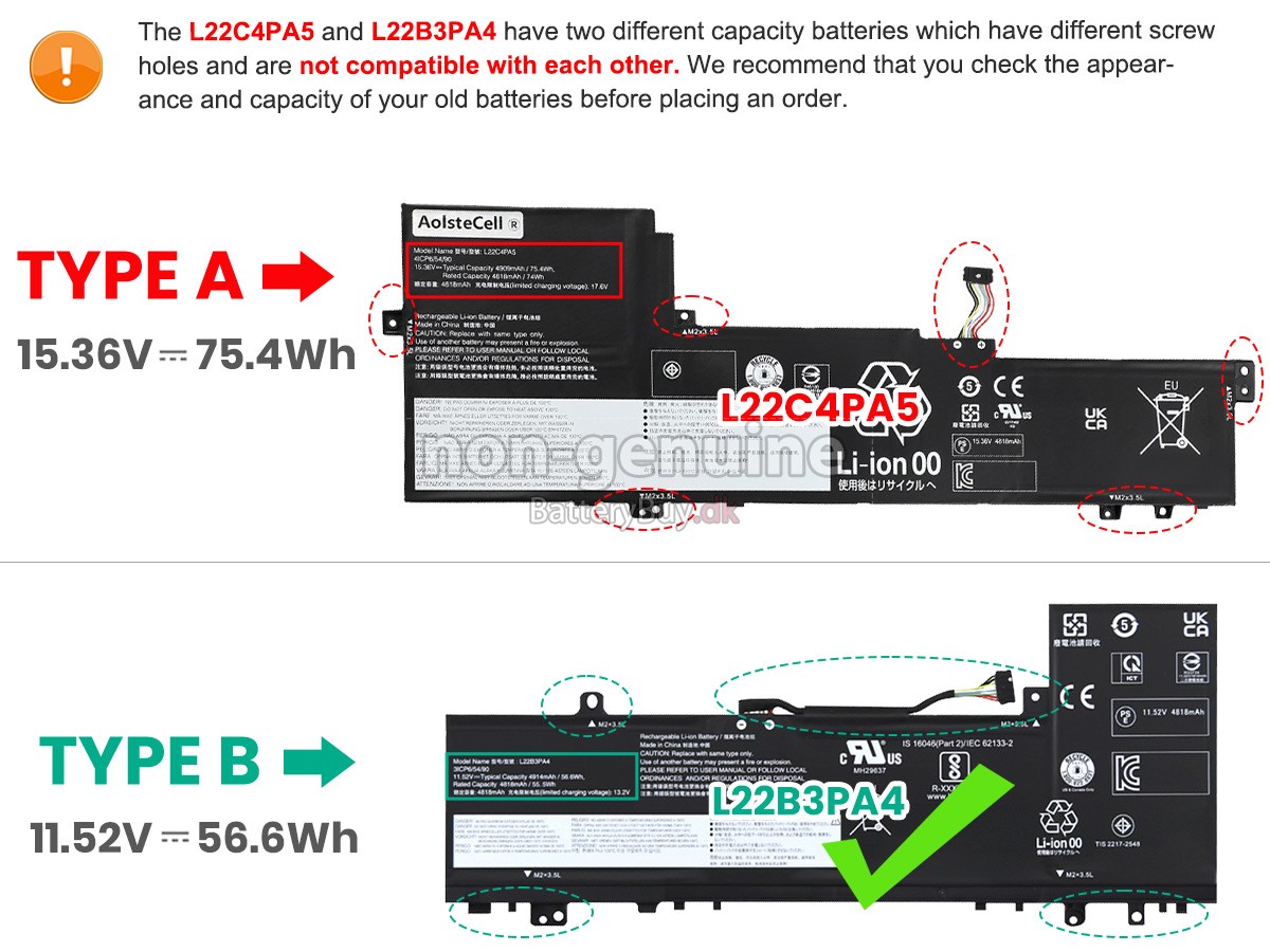 Lenovo IdeaPad SLIM 5 16IAH8-83BG0020GM udskiftningsbatteri