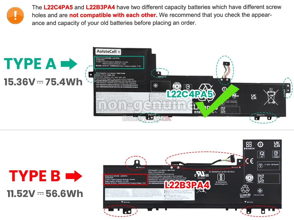 Lenovo IdeaPad SLIM 5 16IAH8-83BG0020GM udskiftningsbatteri