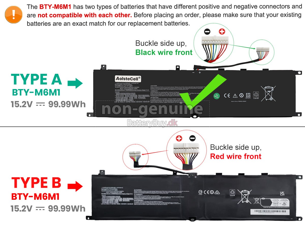 MSI STEALTH GS77 12U udskiftningsbatteri