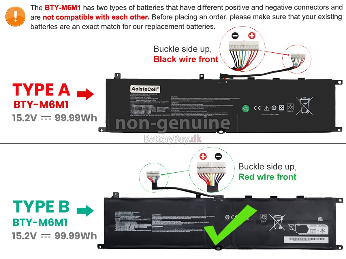 MSI STEALTH GS77 12U udskiftningsbatteri