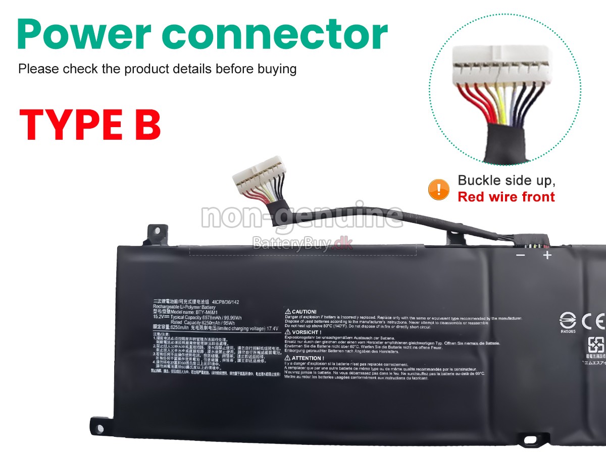 MSI STEALTH GS77 12U udskiftningsbatteri